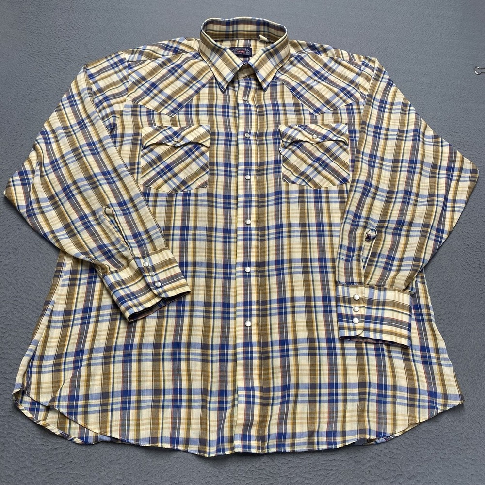 VTG Levi's Shirt Mens XL Multicolor Plaid Long Sleeve Western Pearl Snap 80s